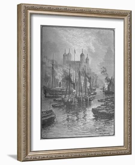 'View of the Tower from London Bridge', 1890-Hume Nisbet-Framed Giclee Print