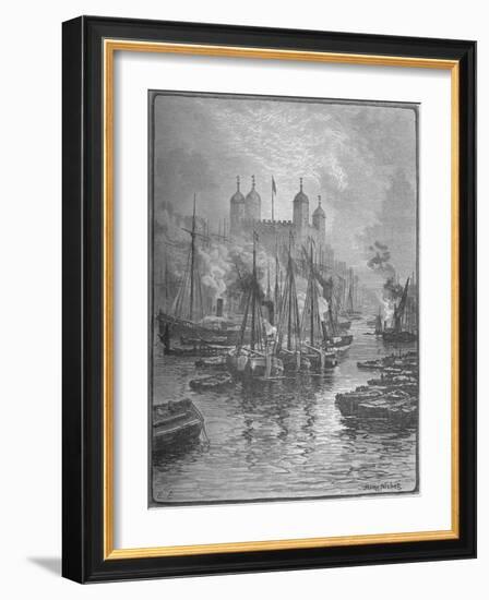 'View of the Tower from London Bridge', 1890-Hume Nisbet-Framed Giclee Print