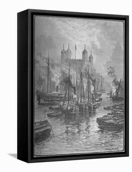 'View of the Tower from London Bridge', 1890-Hume Nisbet-Framed Premier Image Canvas