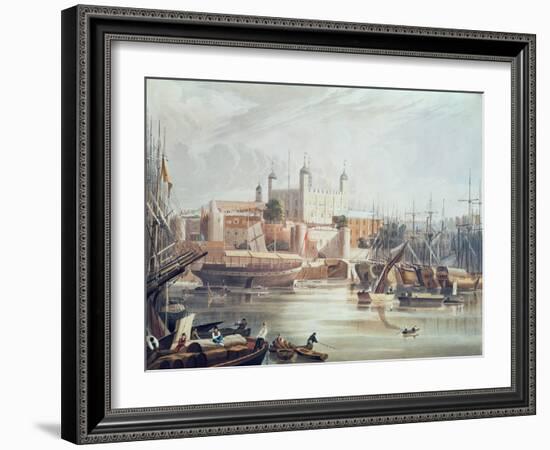 View of the Tower of London, Engraved by Daniel Havell-John Gendall-Framed Giclee Print