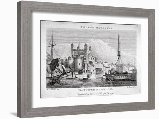 View of the Tower of London with Boats on the River Thames, 1795-Thomas Tagg-Framed Giclee Print