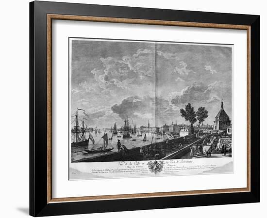 View of the Town and Port of Bordeaux Seen from Chateau Trompette-Claude Joseph Vernet-Framed Giclee Print