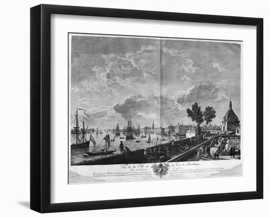 View of the Town and Port of Bordeaux Seen from Chateau Trompette-Claude Joseph Vernet-Framed Giclee Print