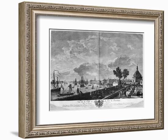 View of the Town and Port of Bordeaux Seen from Chateau Trompette-Claude Joseph Vernet-Framed Giclee Print