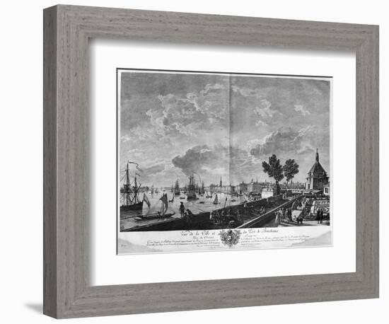View of the Town and Port of Bordeaux Seen from Chateau Trompette-Claude Joseph Vernet-Framed Giclee Print