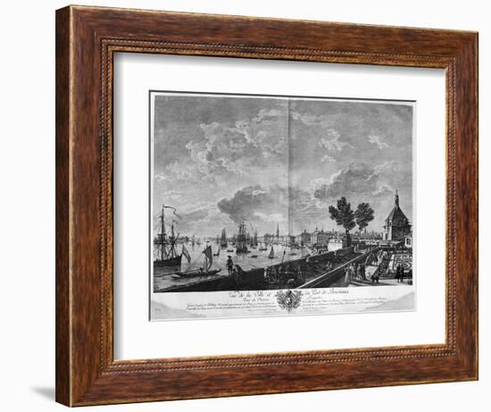 View of the Town and Port of Bordeaux Seen from Chateau Trompette-Claude Joseph Vernet-Framed Giclee Print