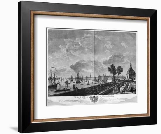 View of the Town and Port of Bordeaux Seen from Chateau Trompette-Claude Joseph Vernet-Framed Giclee Print