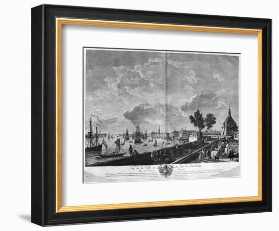 View of the Town and Port of Bordeaux Seen from Chateau Trompette-Claude Joseph Vernet-Framed Giclee Print