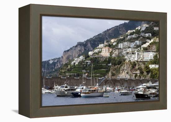 View of the Town of Amalfi from the Sea, Amalfi Coast, Campania, Italy-Natalie Tepper-Framed Stretched Canvas