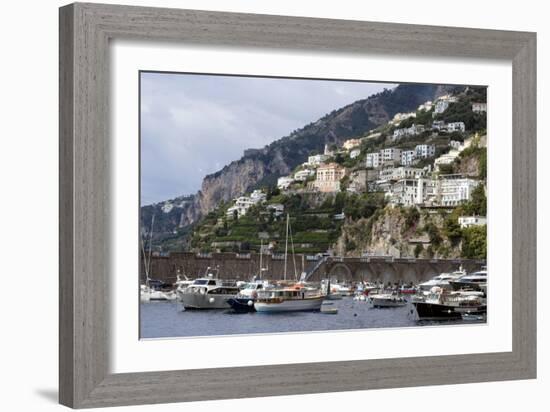 View of the Town of Amalfi from the Sea, Amalfi Coast, Campania, Italy-Natalie Tepper-Framed Photo