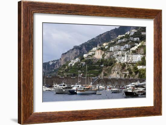 View of the Town of Amalfi from the Sea, Amalfi Coast, Campania, Italy-Natalie Tepper-Framed Photo