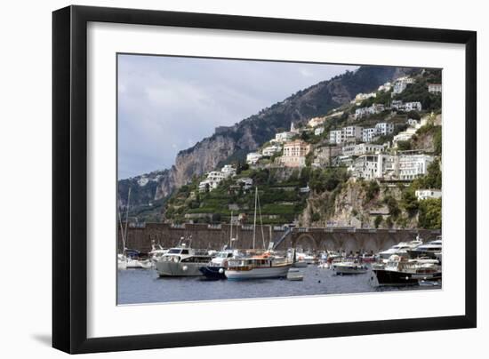 View of the Town of Amalfi from the Sea, Amalfi Coast, Campania, Italy-Natalie Tepper-Framed Photo