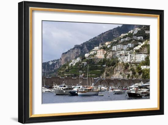 View of the Town of Amalfi from the Sea, Amalfi Coast, Campania, Italy-Natalie Tepper-Framed Photo