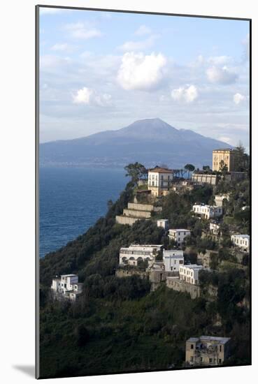 View of the Town of Vico Equense and Mount Vesuvius in the Background, Near Sorrento, Italy-Natalie Tepper-Mounted Photo