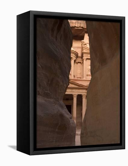 View of the Treasury from the Siq, Petra, Unesco World Heritage Site, Wadi Musa, Jordan-Christian Kober-Framed Premier Image Canvas