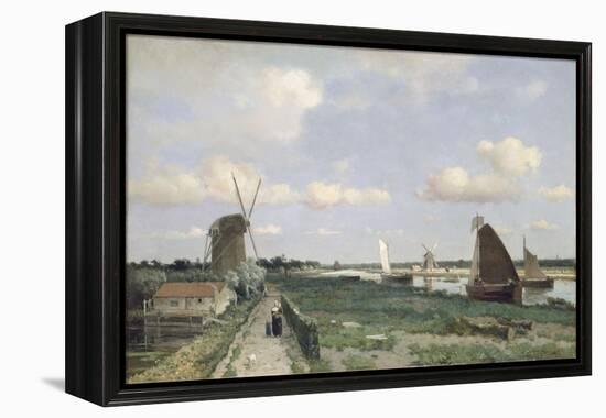 View of the Trekvliet Canal Near the Hague, 1870-Johannes Hendrik Weissenbruch-Framed Premier Image Canvas
