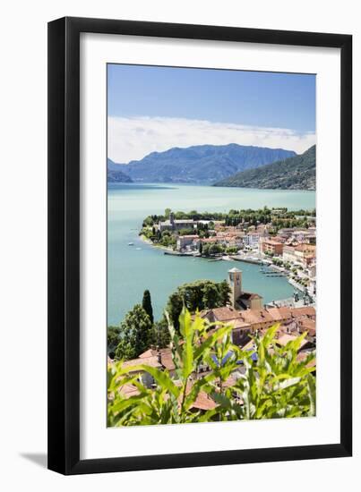 View of the typical village of Gravedona surrounded by Lake Como and gardens, Italian Lakes, Italy-Roberto Moiola-Framed Photographic Print