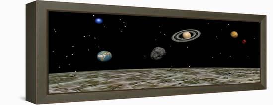 View of the Universe and Planets as Seen from a Distant Moon-null-Framed Stretched Canvas