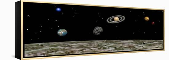 View of the Universe and Planets as Seen from a Distant Moon-null-Framed Stretched Canvas