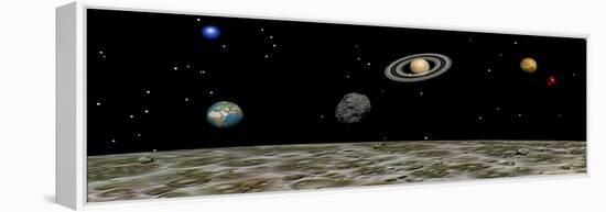 View of the Universe and Planets as Seen from a Distant Moon-null-Framed Stretched Canvas