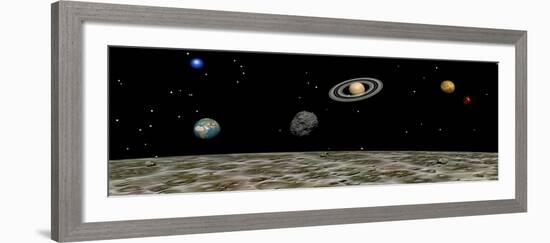 View of the Universe and Planets as Seen from a Distant Moon-null-Framed Art Print