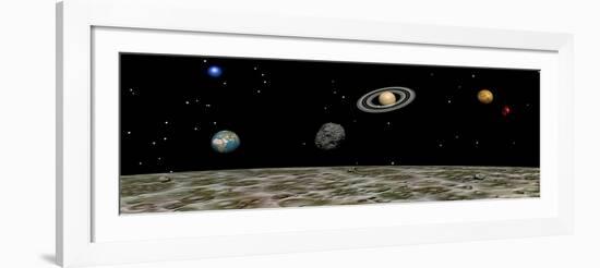 View of the Universe and Planets as Seen from a Distant Moon-null-Framed Art Print