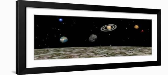 View of the Universe and Planets as Seen from a Distant Moon-null-Framed Art Print