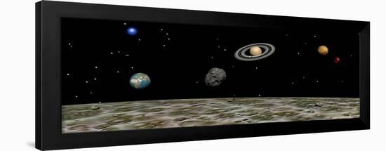 View of the Universe and Planets as Seen from a Distant Moon-null-Framed Art Print