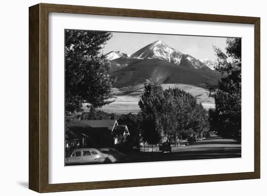 View of the Vista of Mt Baldy - Livingston, MT-Lantern Press-Framed Art Print