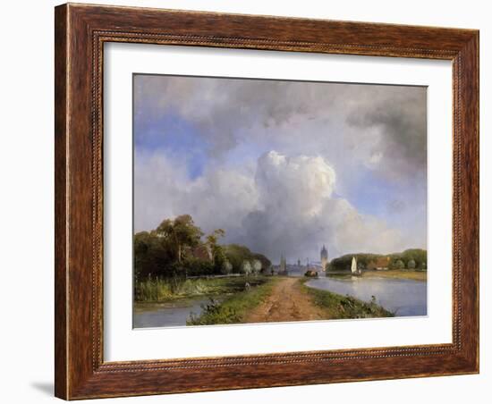 View of the Vliet Near Delft, 1844-Johan-Barthold Jongkind-Framed Giclee Print