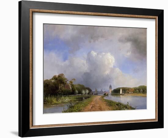 View of the Vliet Near Delft, 1844-Johan-Barthold Jongkind-Framed Giclee Print