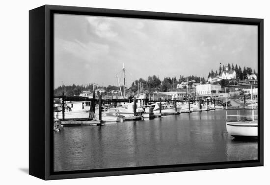 View of the Waterfront - Poulsbo, WA-Lantern Press-Framed Stretched Canvas