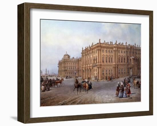 View of the Winter Palace in Saint Petersburg in 1843 by Vasily Sodovnikof-null-Framed Photographic Print