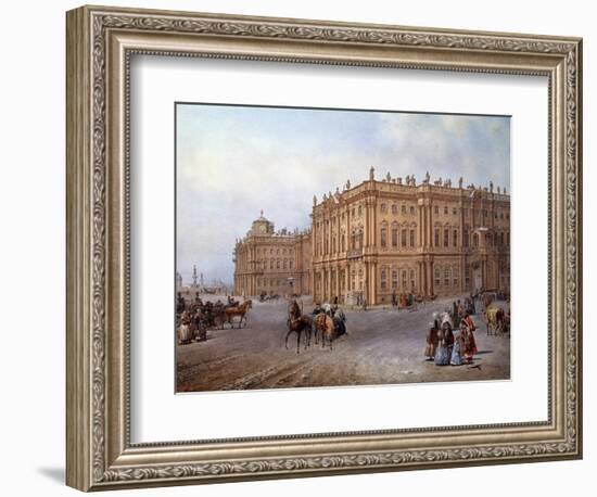 View of the Winter Palace in Saint Petersburg in 1843 by Vasily Sodovnikof-null-Framed Photographic Print