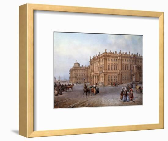 View of the Winter Palace in Saint Petersburg in 1843 by Vasily Sodovnikof-null-Framed Photographic Print