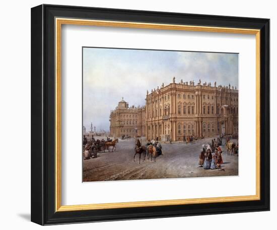 View of the Winter Palace in Saint Petersburg in 1843 by Vasily Sodovnikof-null-Framed Photographic Print