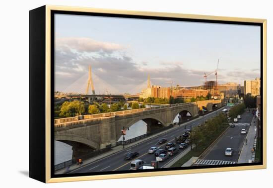 View of the Zakim Bridge across the Charles River, Boston, Massachusetts-Jerry and Marcy Monkman-Framed Premier Image Canvas