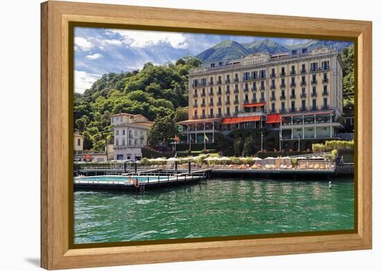 View of ther Grand Hotel Tremezzo  from Lake Como, Lombardy, Italy-George Oze-Framed Premier Image Canvas