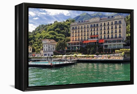 View of ther Grand Hotel Tremezzo  from Lake Como, Lombardy, Italy-George Oze-Framed Premier Image Canvas