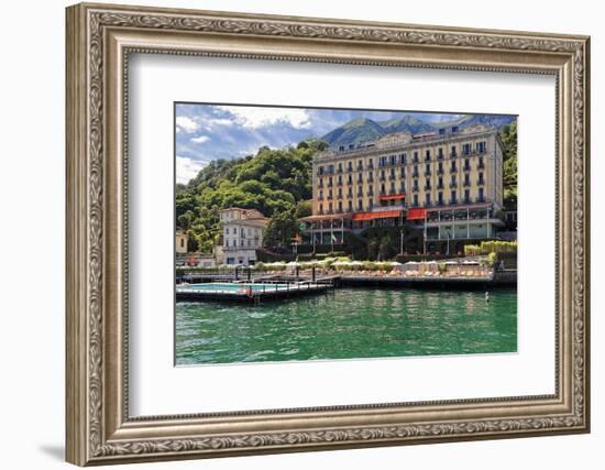 View of ther Grand Hotel Tremezzo  from Lake Como, Lombardy, Italy-George Oze-Framed Photographic Print