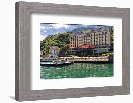 View of ther Grand Hotel Tremezzo  from Lake Como, Lombardy, Italy-George Oze-Framed Photographic Print