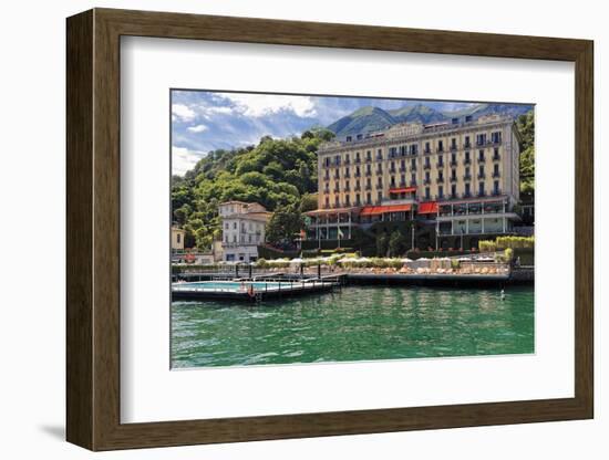 View of ther Grand Hotel Tremezzo  from Lake Como, Lombardy, Italy-George Oze-Framed Photographic Print