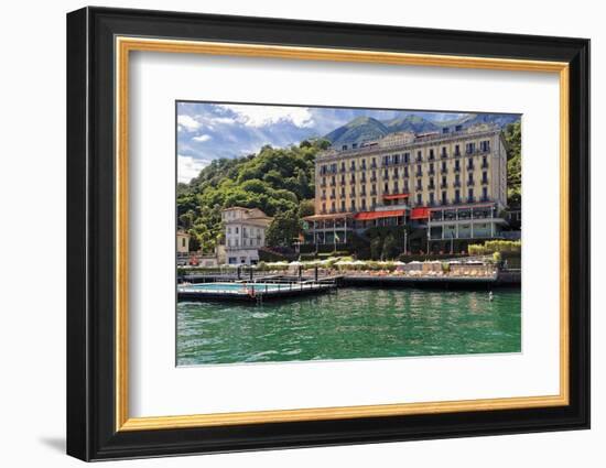 View of ther Grand Hotel Tremezzo  from Lake Como, Lombardy, Italy-George Oze-Framed Photographic Print