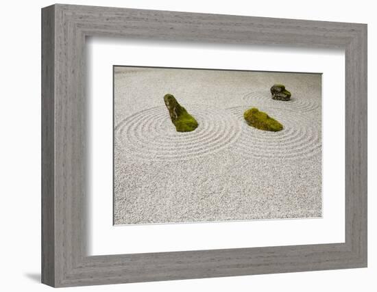 View of three rocks in Zen garden, Japanese Garden, Portland, Oregon, USA-Panoramic Images-Framed Photographic Print