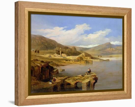 View of Tiberius on the Sea of Galilee-David Roberts-Framed Premier Image Canvas