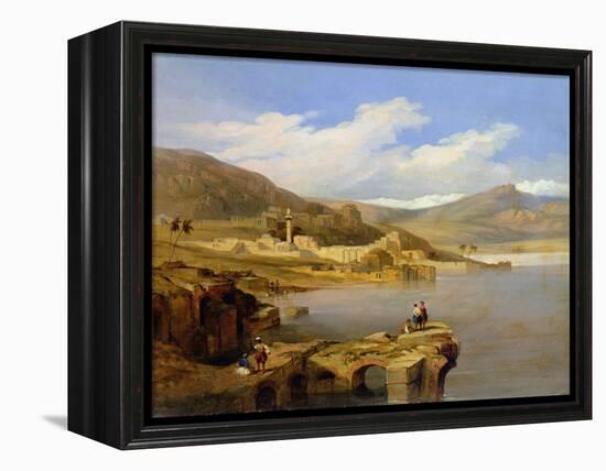 View of Tiberius on the Sea of Galilee-David Roberts-Framed Premier Image Canvas