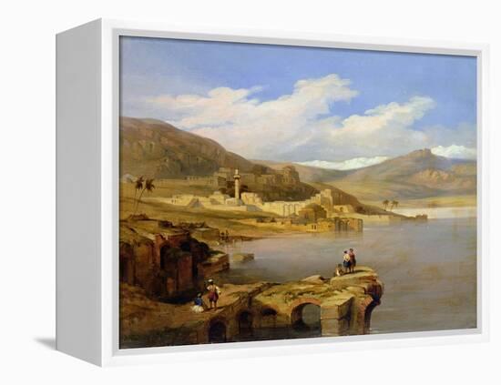 View of Tiberius on the Sea of Galilee-David Roberts-Framed Premier Image Canvas