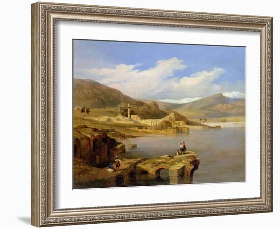 View of Tiberius on the Sea of Galilee-David Roberts-Framed Giclee Print