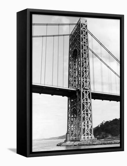 View of Tiny Lighthouse at the Foot of the George Washington Bridge-Alfred Eisenstaedt-Framed Premier Image Canvas