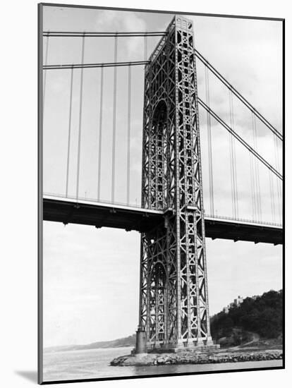 View of Tiny Lighthouse at the Foot of the George Washington Bridge-Alfred Eisenstaedt-Mounted Photographic Print